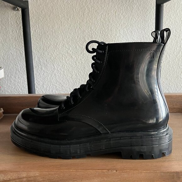 MELISSA Black Coturno Ad Combat Boots NEW 40/9 - Picture 4 of 8